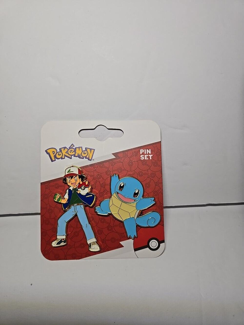 NEW ON CARD Pokemon Ash And Squirtle 2 Piece Metal Enamel Pin Set!